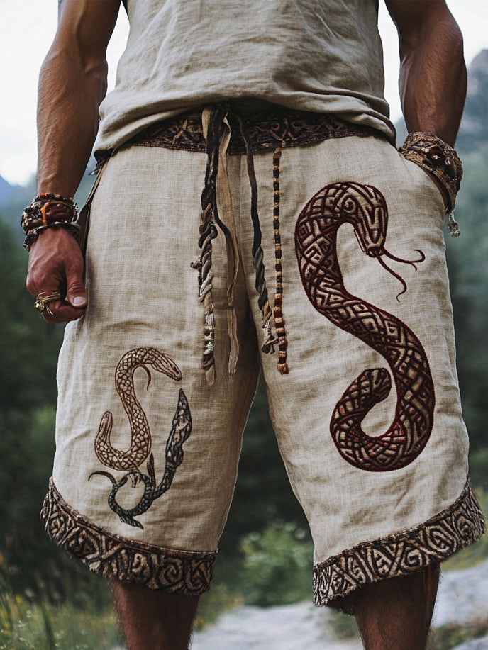 Men's Nordic Viking Mythology Snake Totem Shorts