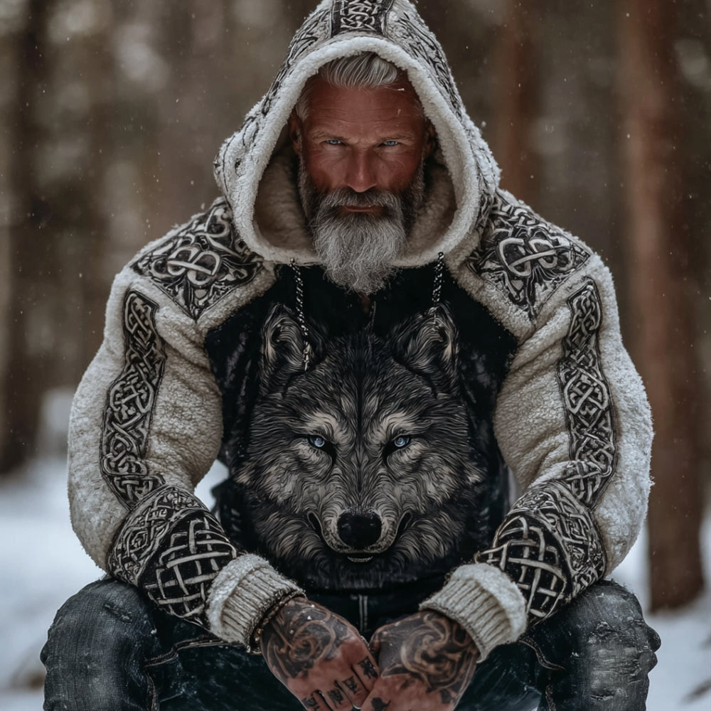 Vintage Viking Wolf Head Celtic Knot Comfortable Hoodie Sweatshirt