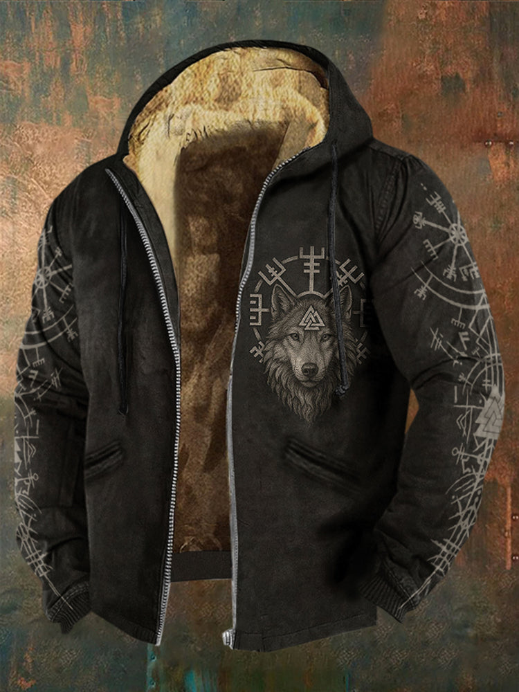 Men's Viking Wolf Style Celtic Art Full Zip Hoodie