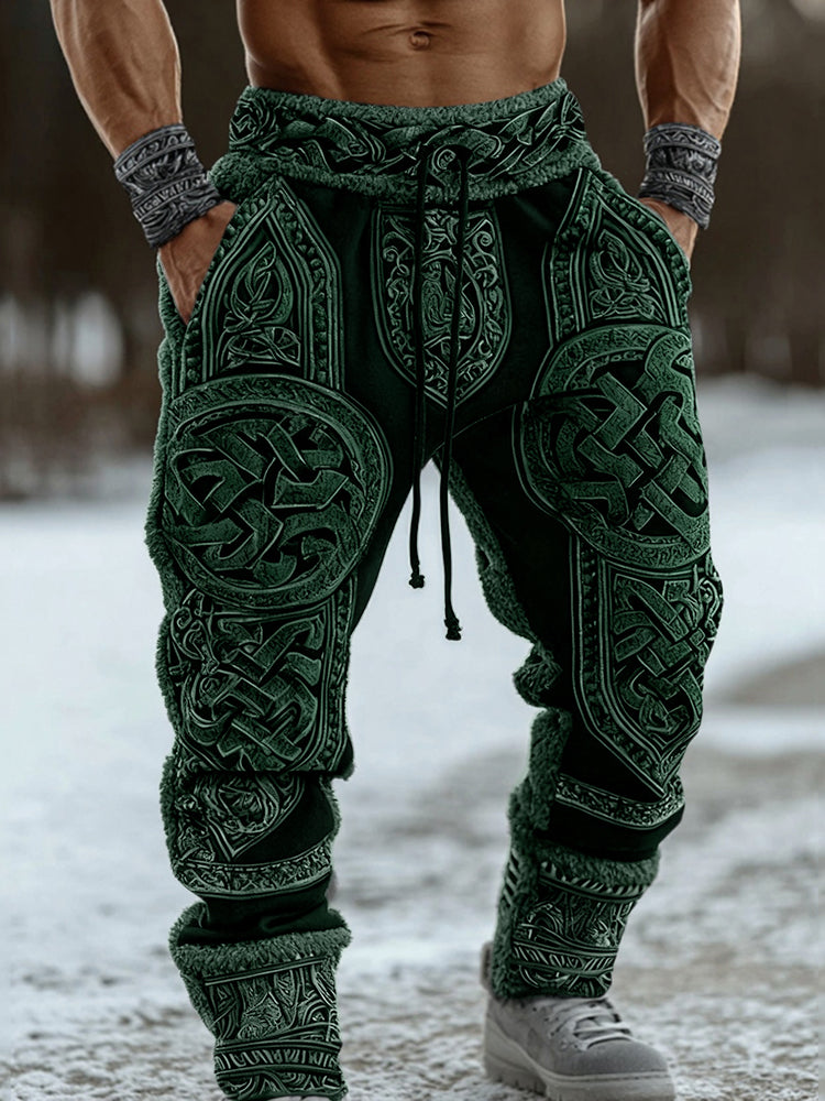 Men's Viking Celtic Knot Pattern Printed Cozy Knit Pants