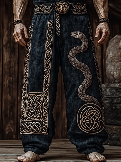 Vintage Nordic Mythology Viking Celtic Knot Snake Pants