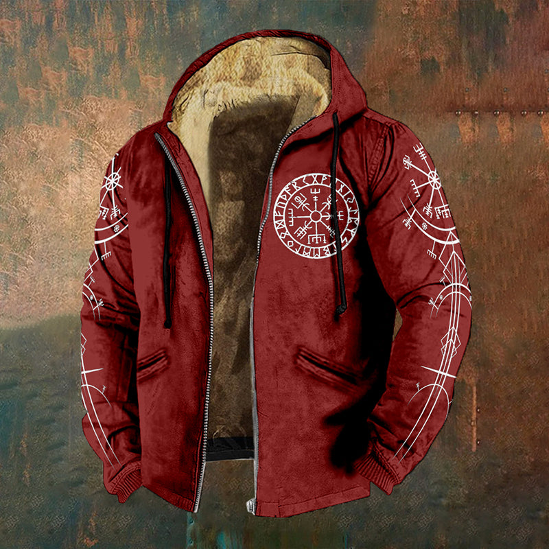 Men's Viking Compass Vegvisir Vintage Full Zip Hoodie