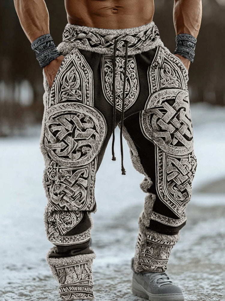 Men's Viking Celtic Knot Pattern Printed Cozy Knit Pants