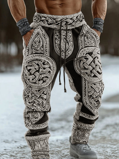 Men's Viking Celtic Knot Pattern Printed Cozy Knit Pants
