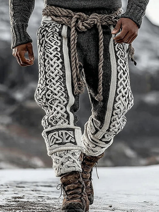 Men's Viking Tribal Celtic Pattern Art Knit Pants
