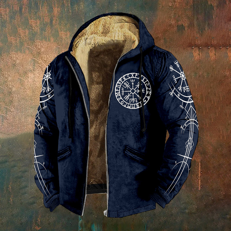 Men's Viking Compass Vegvisir Vintage Full Zip Hoodie