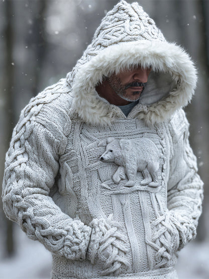 Viking Polar Bear Art Men's Hooded Sweater