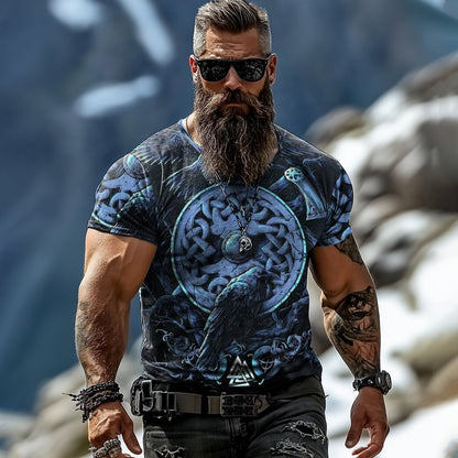 Vintage Eagle Axe Compass Viking Totem T-shirt