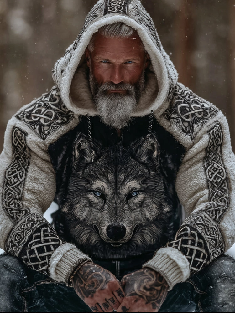 Vintage Viking Wolf Head Celtic Knot Comfortable Hoodie Sweatshirt