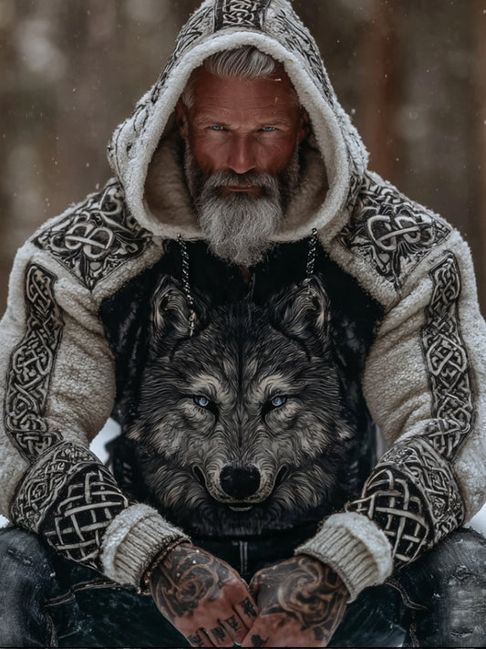 Vintage Viking Wolf Head Celtic Knot Comfortable Hoodie Sweatshirt