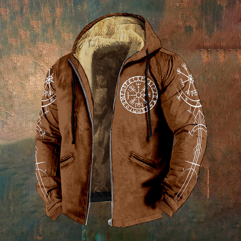 Men's Viking Compass Vegvisir Vintage Full Zip Hoodie