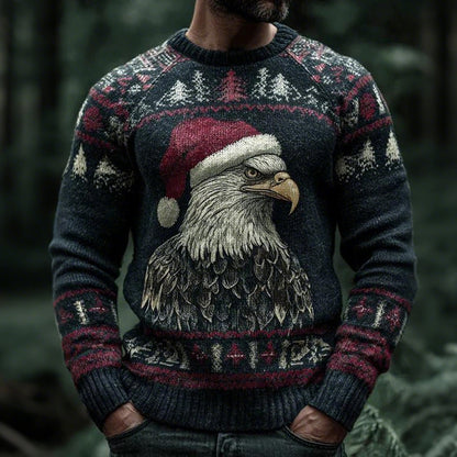 Men's Viking Christmas Eagle Pattern Cozy Knit Sweater