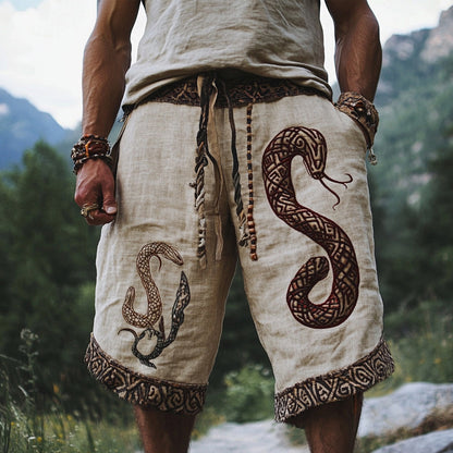 Men's Nordic Viking Mythology Snake Totem Shorts