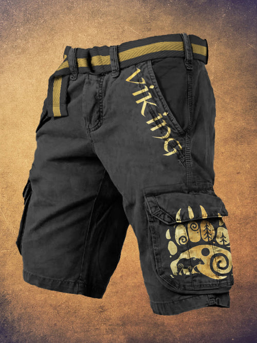 Bear Paw Viking Pattern Men's Work Shorts