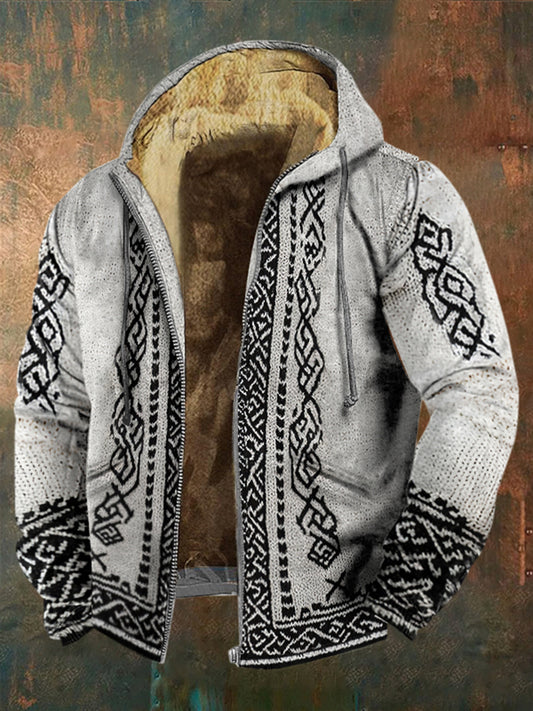 Men's Vintage Viking Patterns Zipper Hoodie