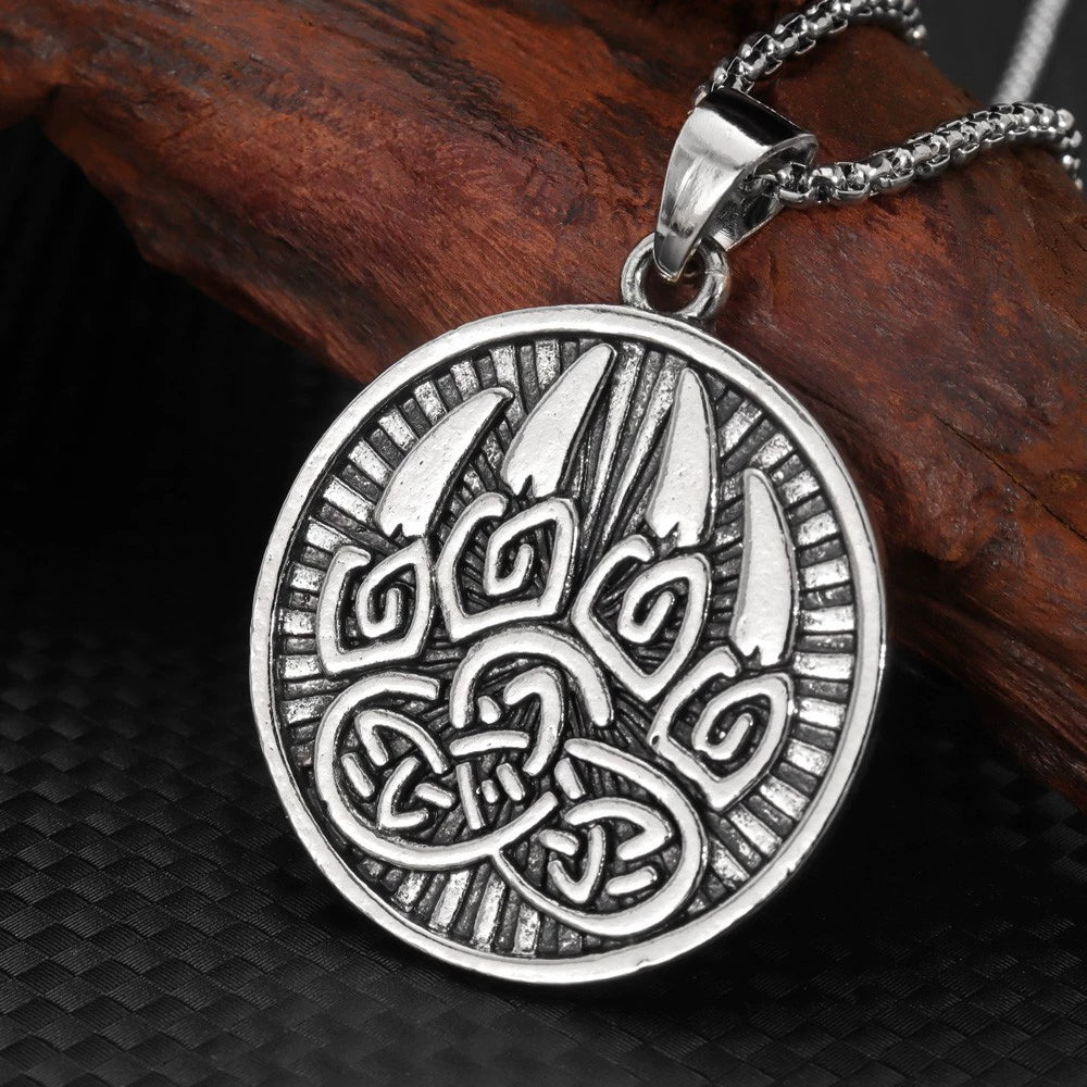 Vintage Viking Bear Claw Pendant Necklace