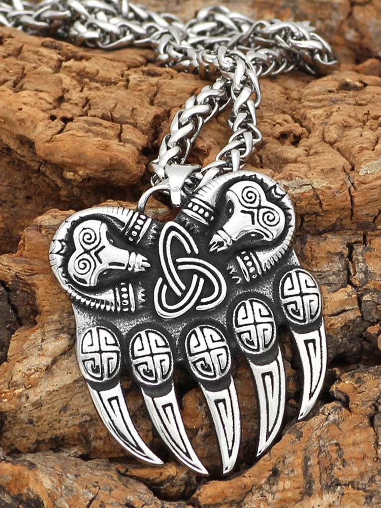 Vintage Viking Bear Claw Pendant Necklace