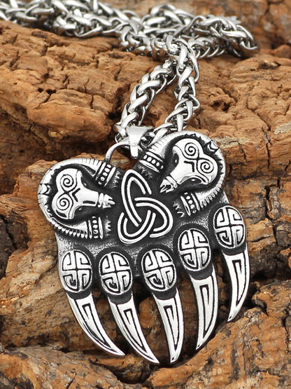 Vintage Viking Bear Claw Pendant Necklace