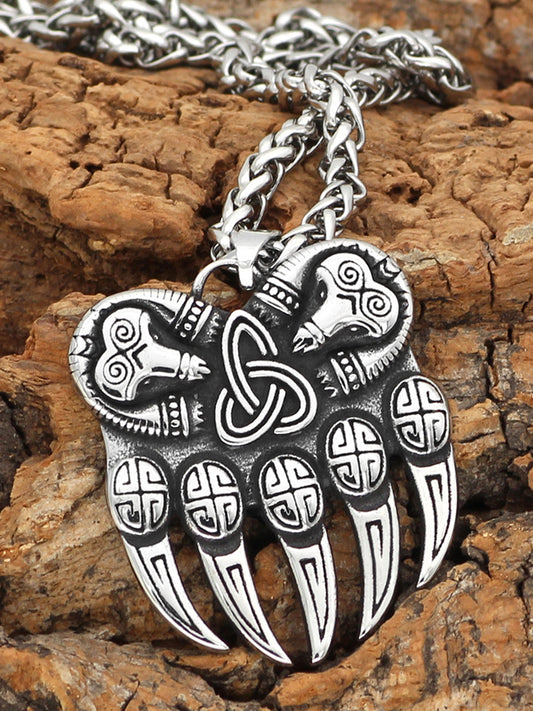 Vintage Viking Bear Claw Pendant Necklace