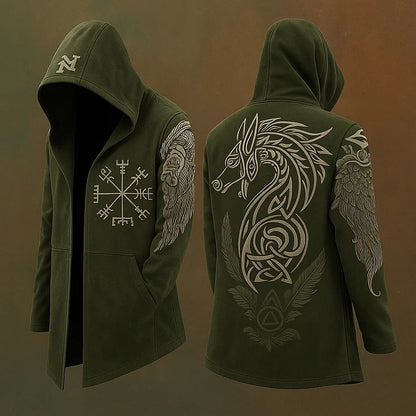 Men's Viking Mythology Wolf Celtic Totem Hooded Jacket