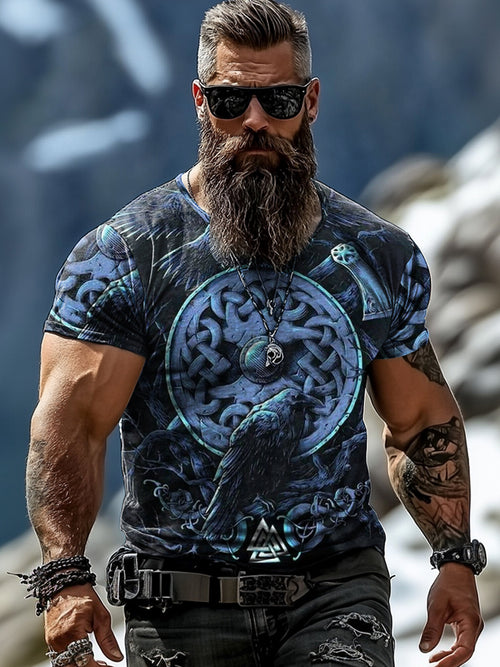 Vintage Eagle Axe Compass Viking Totem T-shirt