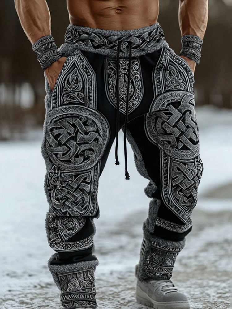Men's Viking Celtic Knot Pattern Printed Cozy Knit Pants