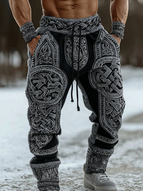 Men's Viking Celtic Knot Pattern Printed Cozy Knit Pants