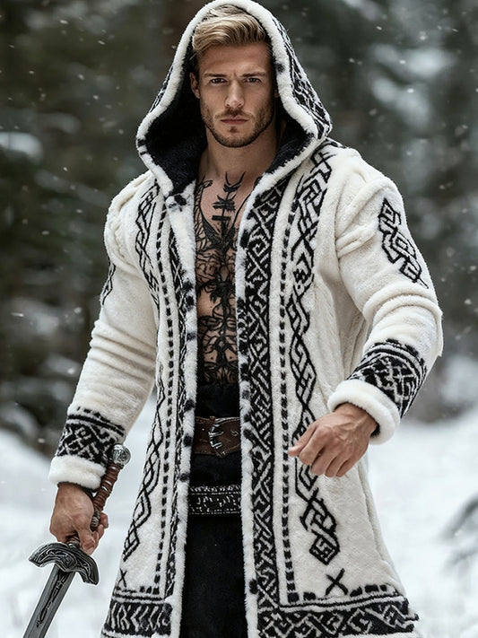 Men's Viking Celtic Tribal Pattern Art Cozy Hooded Jacket