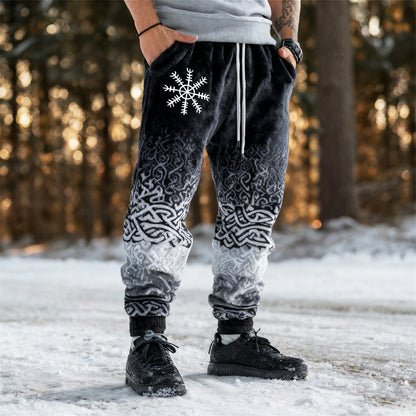 Viking Vegvisir Design Men's Flannel Sweatpants