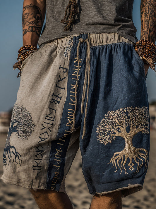 Men's Viking Retro Celtic Tree Of Life Golden Knot Casual Shorts