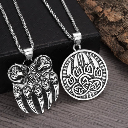 Vintage Viking Bear Claw Pendant Necklace
