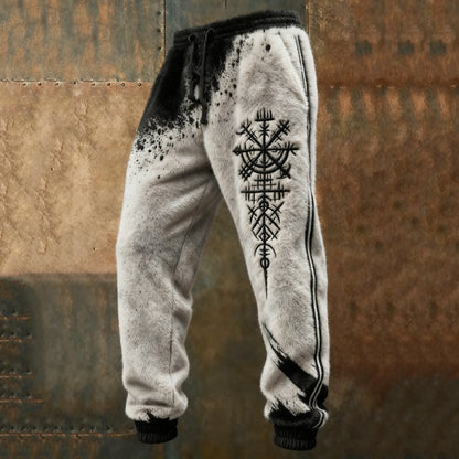 Men's Nordic Viking Retro Totem Gradient Art Plush Pants