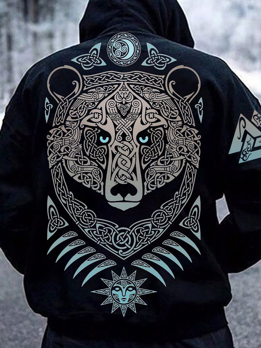 Viking Bear Totem Men's Casual Hoodie