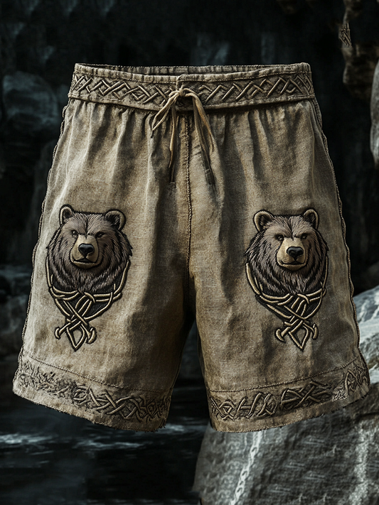 Vintage Nordic Viking Mythology Bear Head Celtic Knot Shorts
