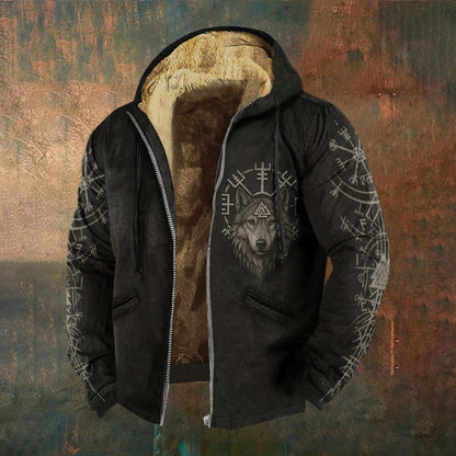 Men's Viking Wolf Style Celtic Art Full Zip Hoodie