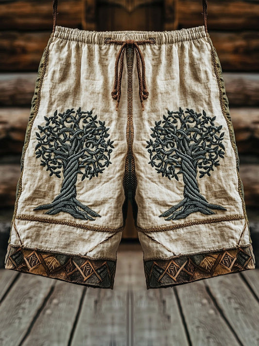 Vintage Viking Life Of Tree Celtic Art Linen Shorts