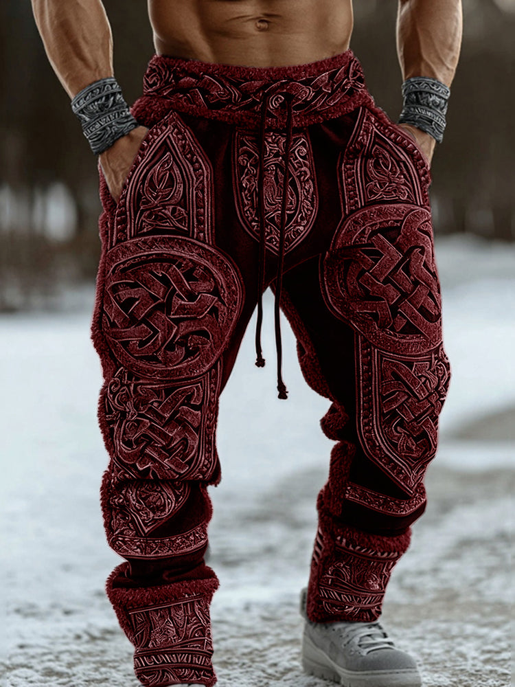 Men's Viking Celtic Knot Pattern Printed Cozy Knit Pants