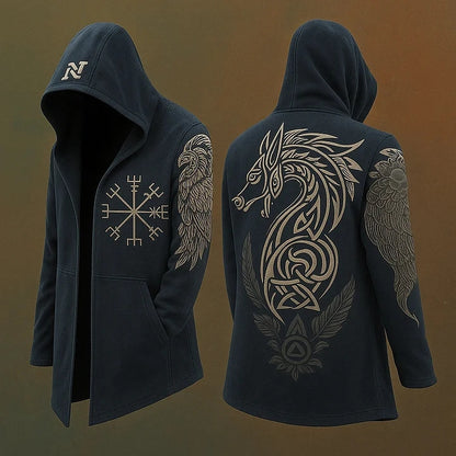 Men's Viking Mythology Wolf Celtic Totem Hooded Jacket