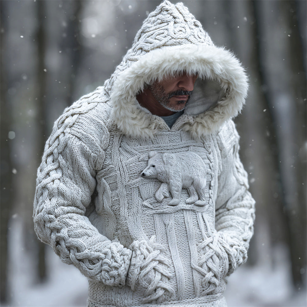 Viking Polar Bear Art Men's Hooded Sweater