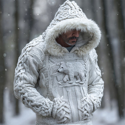 Viking Polar Bear Art Men's Hooded Sweater