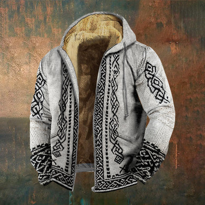 Men's Vintage Viking Patterns Zipper Hoodie