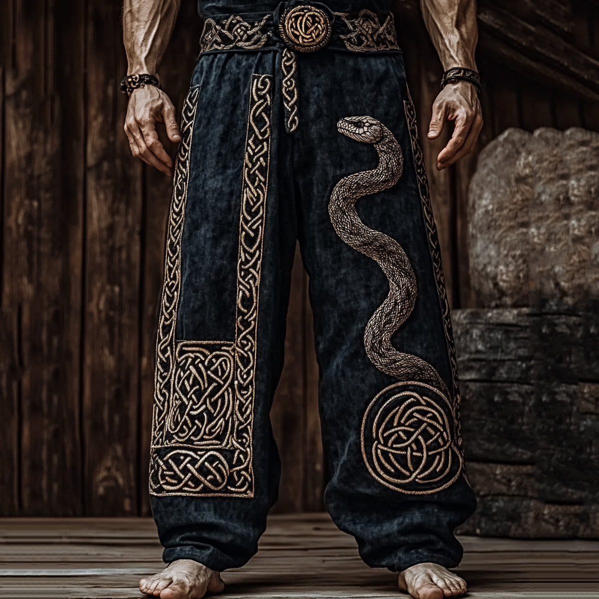 Vintage Nordic Mythology Viking Celtic Knot Snake Pants